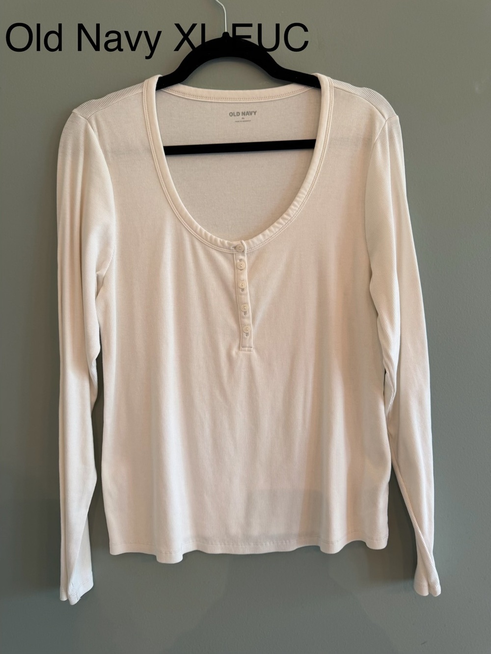 Old Navy Cream Long-Sleeve Henley Tee